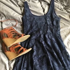 Navy lace skater dress